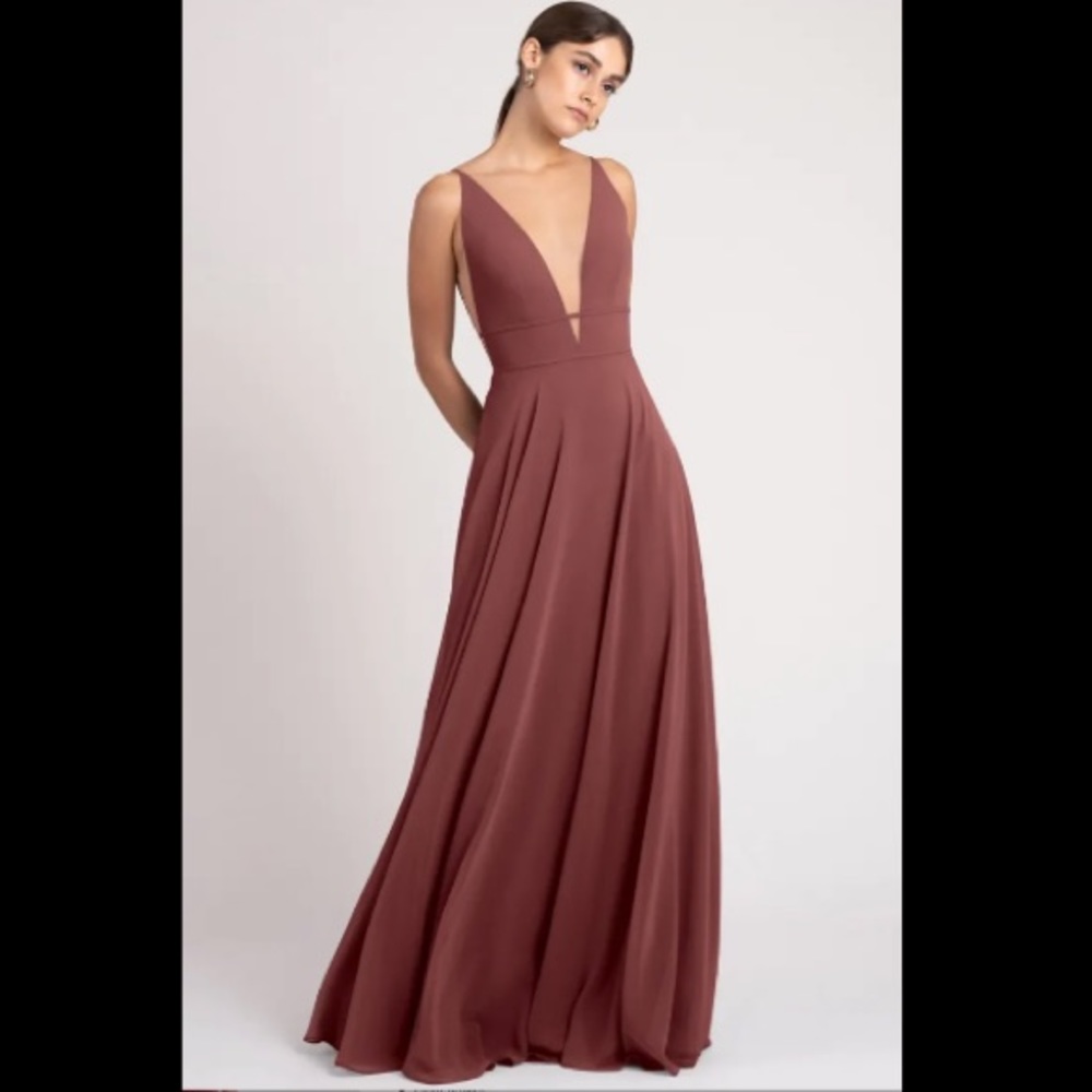 Jenny Yoo Hollis Dress in Cinnamon Rose Luxe Chiffon